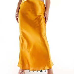 ASOS Satin Maxi Skirt in Gold